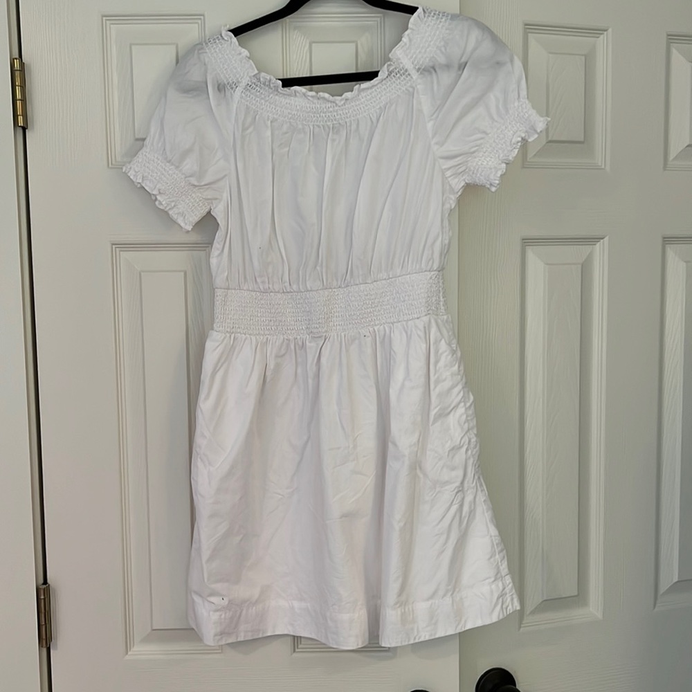 White Cotton Mini Dress- Off/On Shoulder